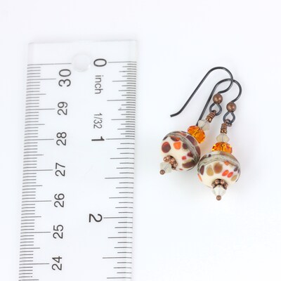 Brown and Copper Lampwork Earrings with Burnt Orange Crystals - image5